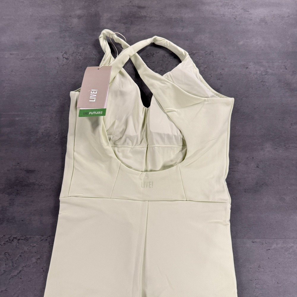LIVE! Bodysuit Womens L Flowstate Tex Green Textured Cross Back NEW Yoga Gym - Picture 5 of 8
